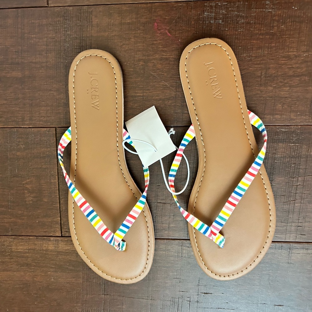 J Crew Rainbow Flip Flops